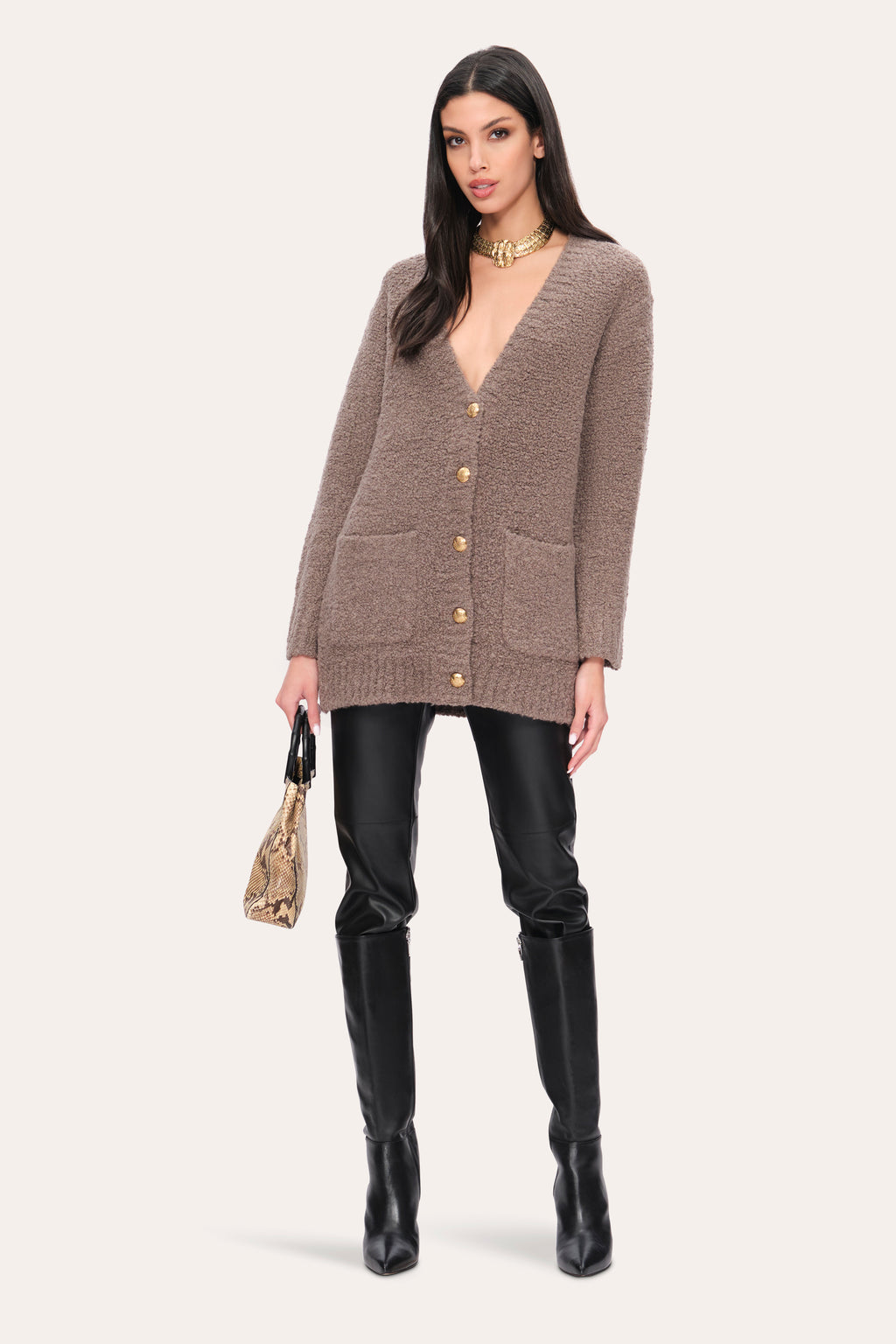 Women Boucle Merino Cardigan  | Elie Tahari