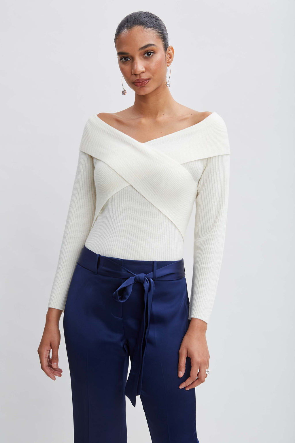 Women Cross Shoulder Cashmere Merino Sweater  | Elie Tahari
