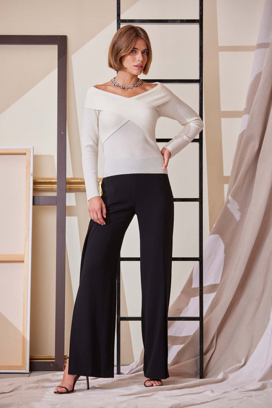 Women Cross Shoulder Cashmere Merino Sweater  | Elie Tahari