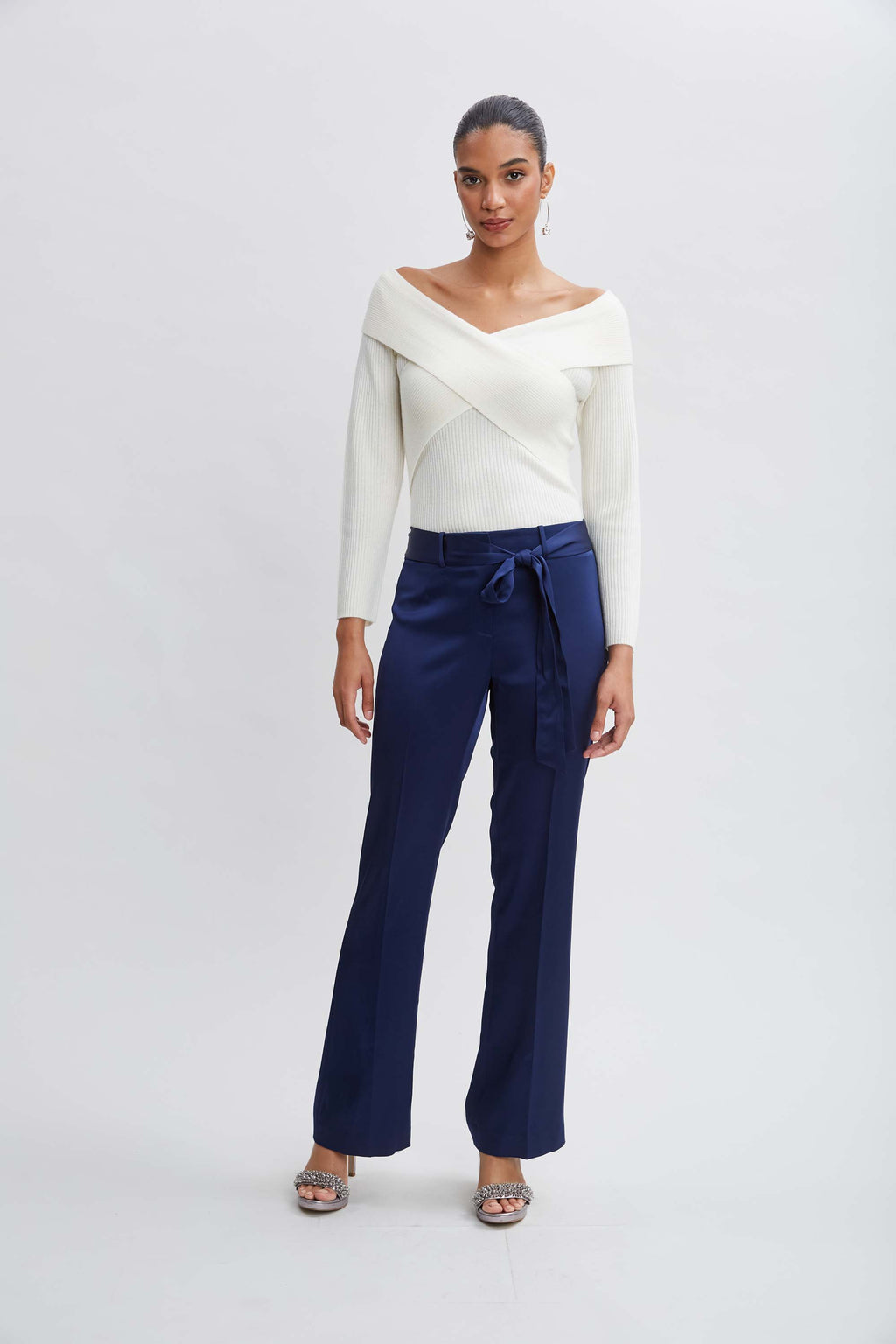 Women Cross Shoulder Cashmere Merino Sweater  | Elie Tahari