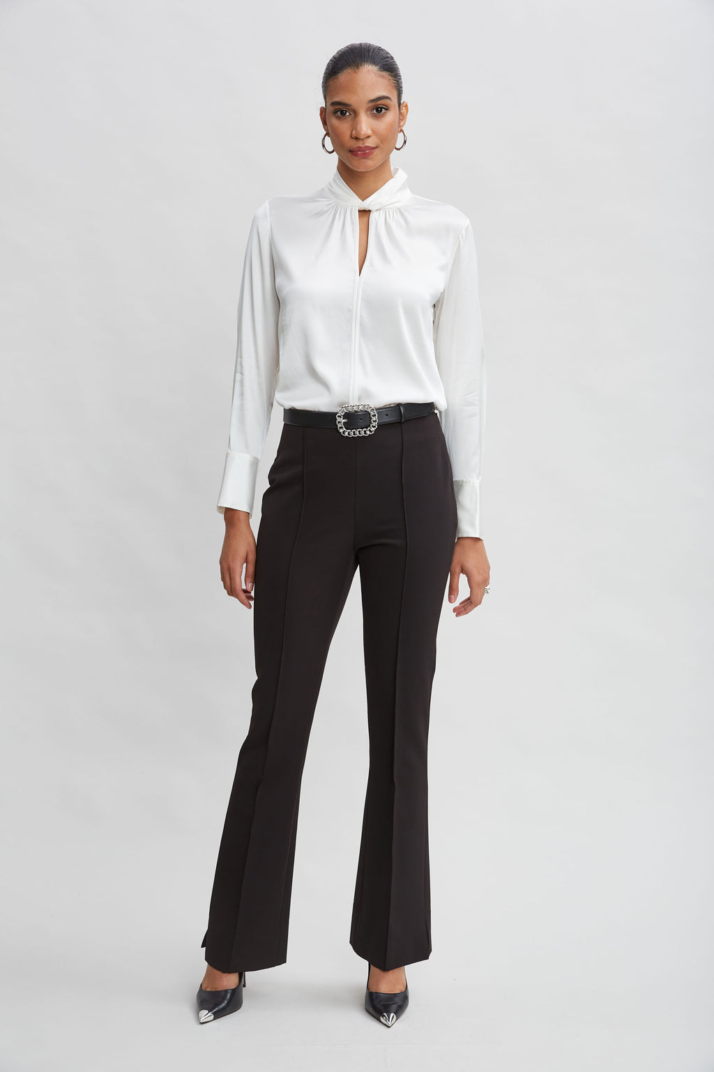 Women Crepe Seam Slit Flare Pant  | Elie Tahari