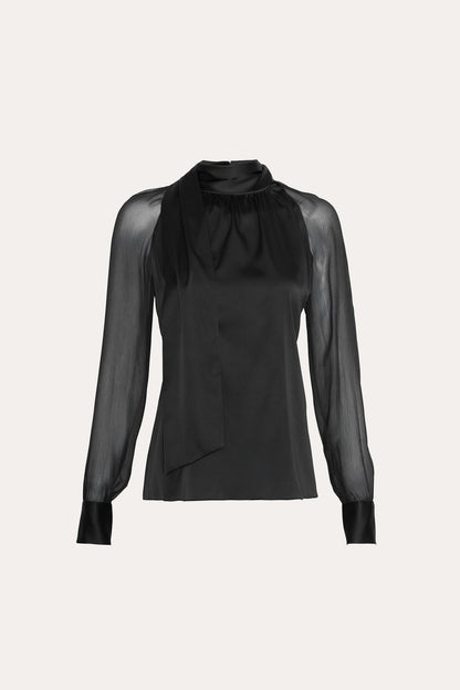 Women Silk Tie Top Black | Elie Tahari