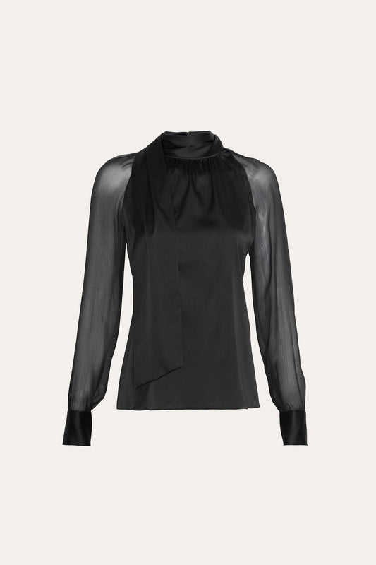 Women Silk Tie Top Black | Elie Tahari