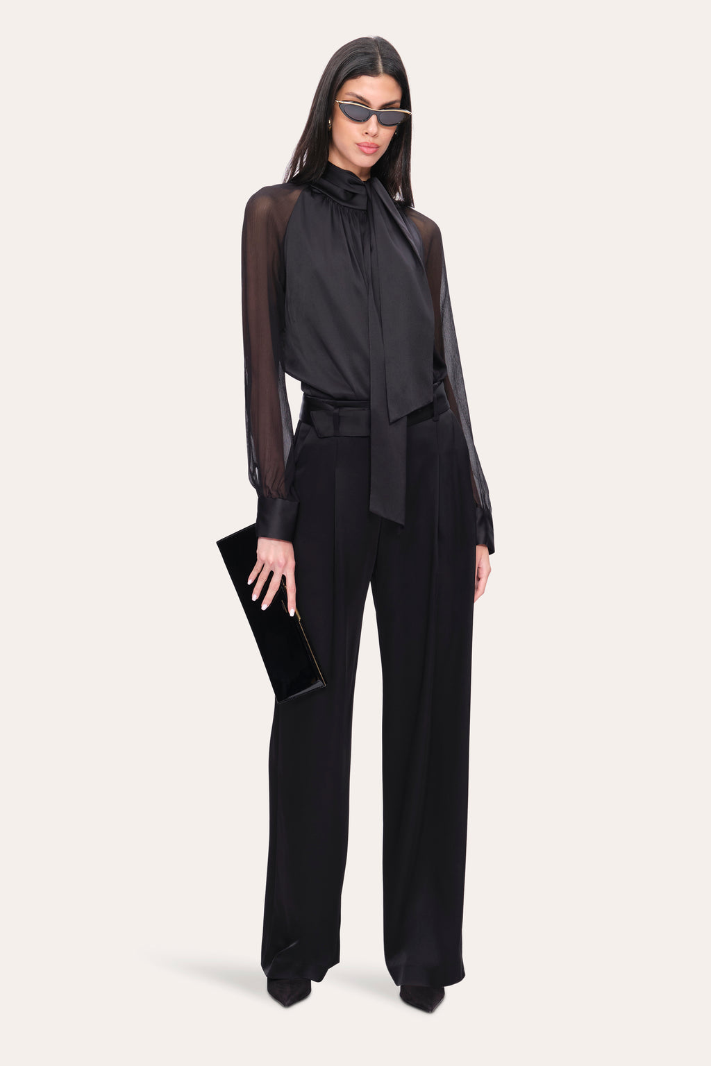 Women Silk Tie Top Black | Elie Tahari