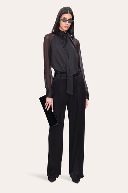 Women Silk Tie Top Black | Elie Tahari