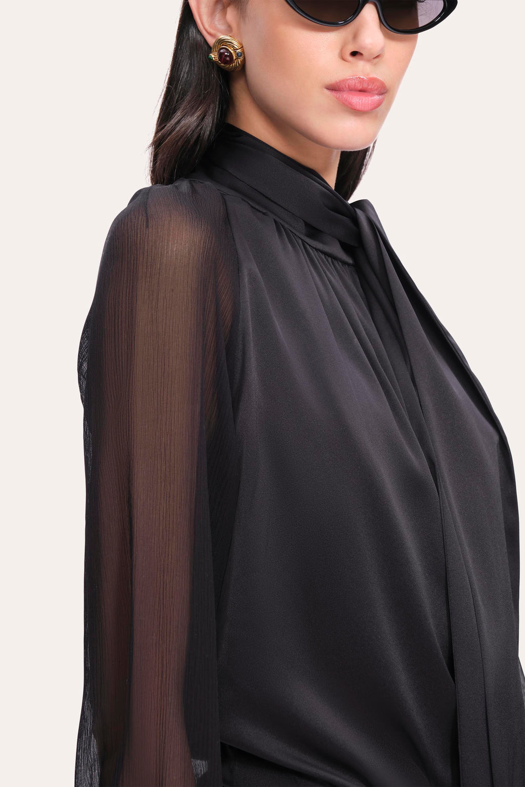 Women Silk Tie Top Black | Elie Tahari