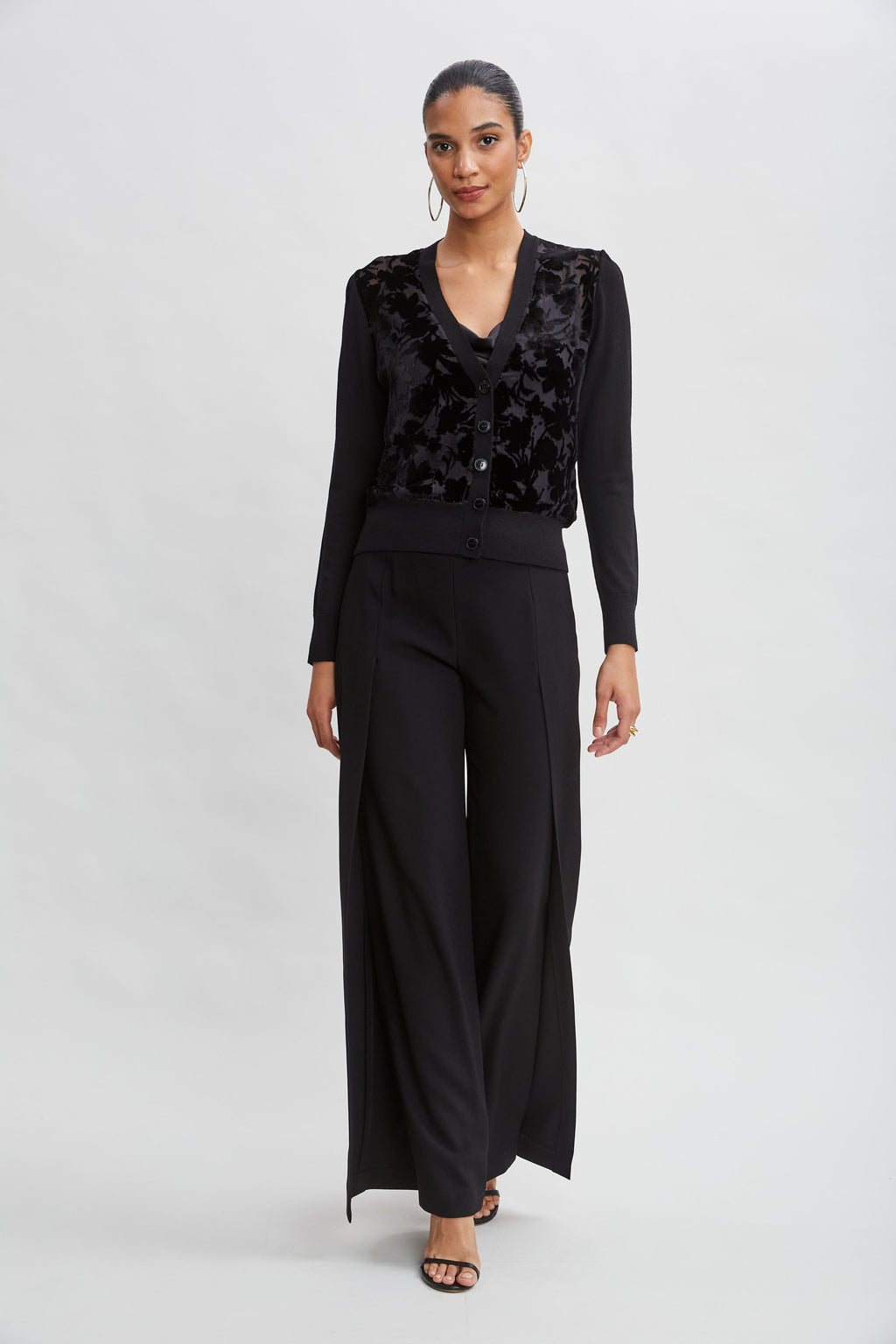 Women Burnout Velvet Cardigan Black | Elie Tahari
