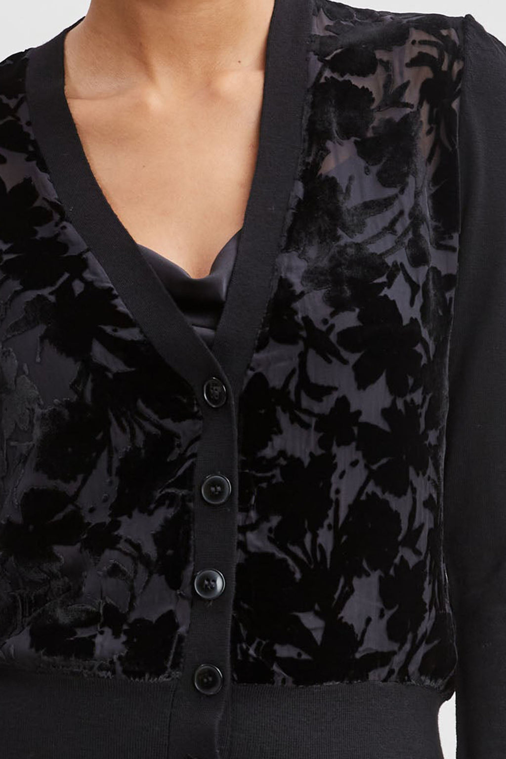 Women Burnout Velvet Cardigan Black | Elie Tahari