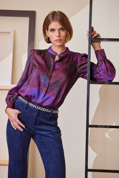 Women Marble Button Down Shirt  | Elie Tahari