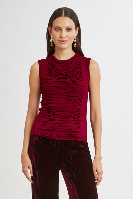 Women Pleat Detail Matte Jersey Knit  | Elie Tahari