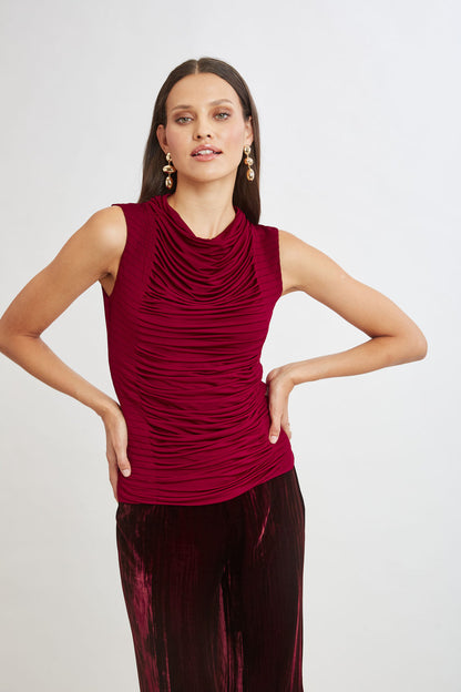 Women Pleat Detail Matte Jersey Knit  | Elie Tahari
