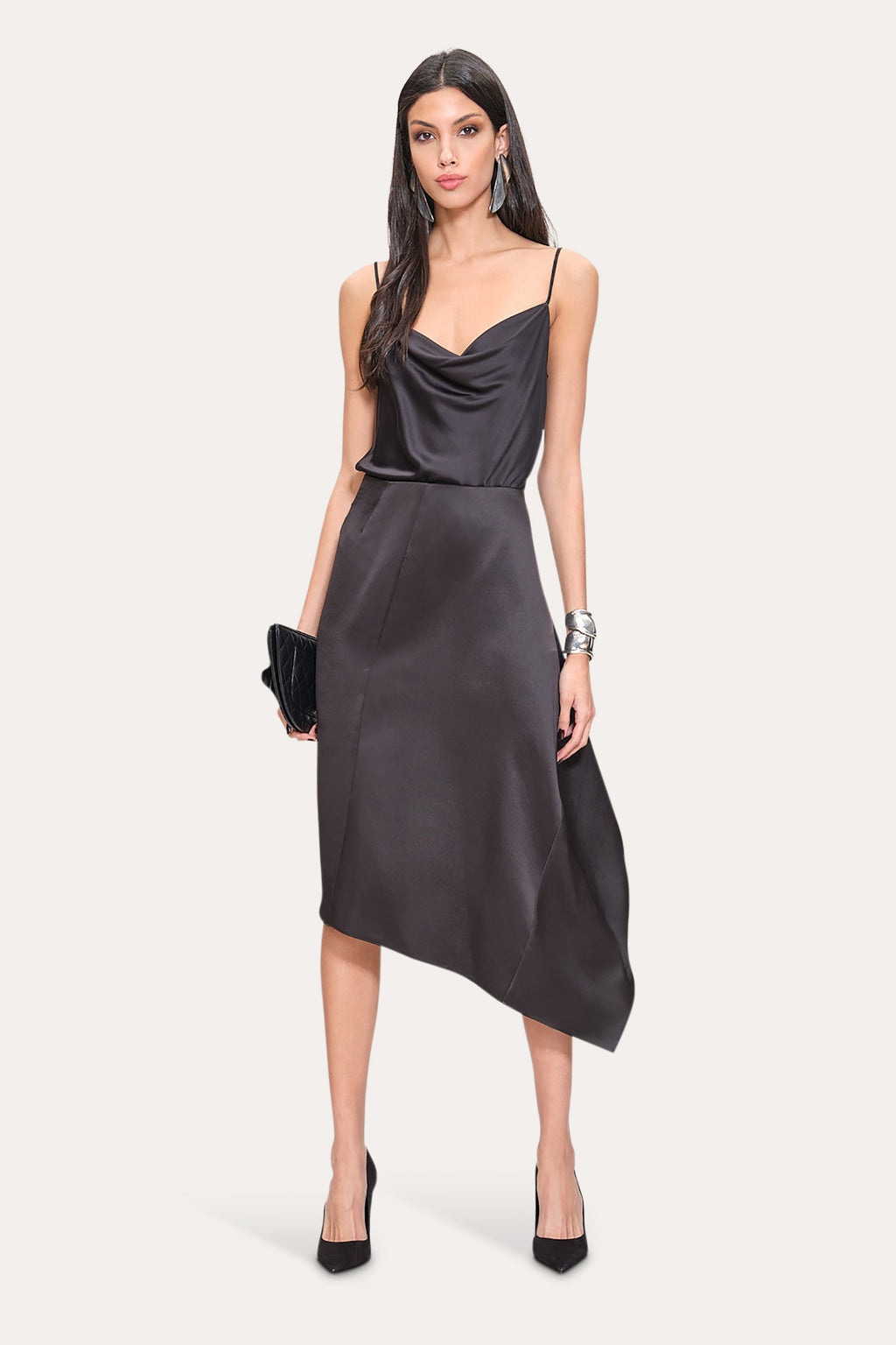 Women Asymmetric Hem Skirt Black | Elie Tahari