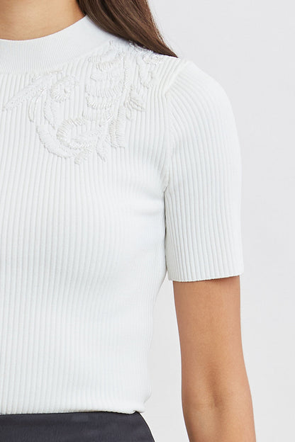 Women Beaded Rib Sweater  | Elie Tahari