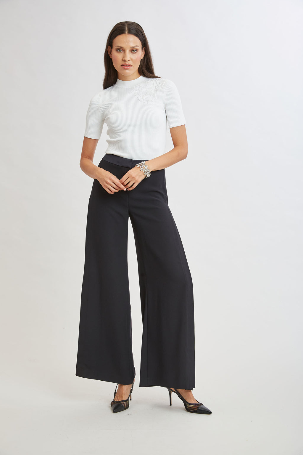 Women Beaded Rib Sweater  | Elie Tahari