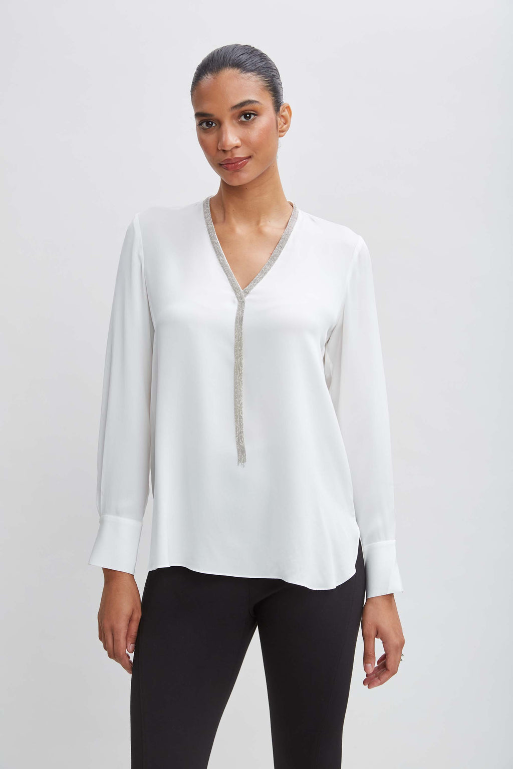 Women Silk Long Sleeve Chain Shirt  | Elie Tahari