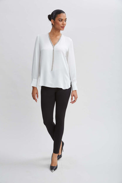 Women Silk Long Sleeve Chain Shirt  | Elie Tahari