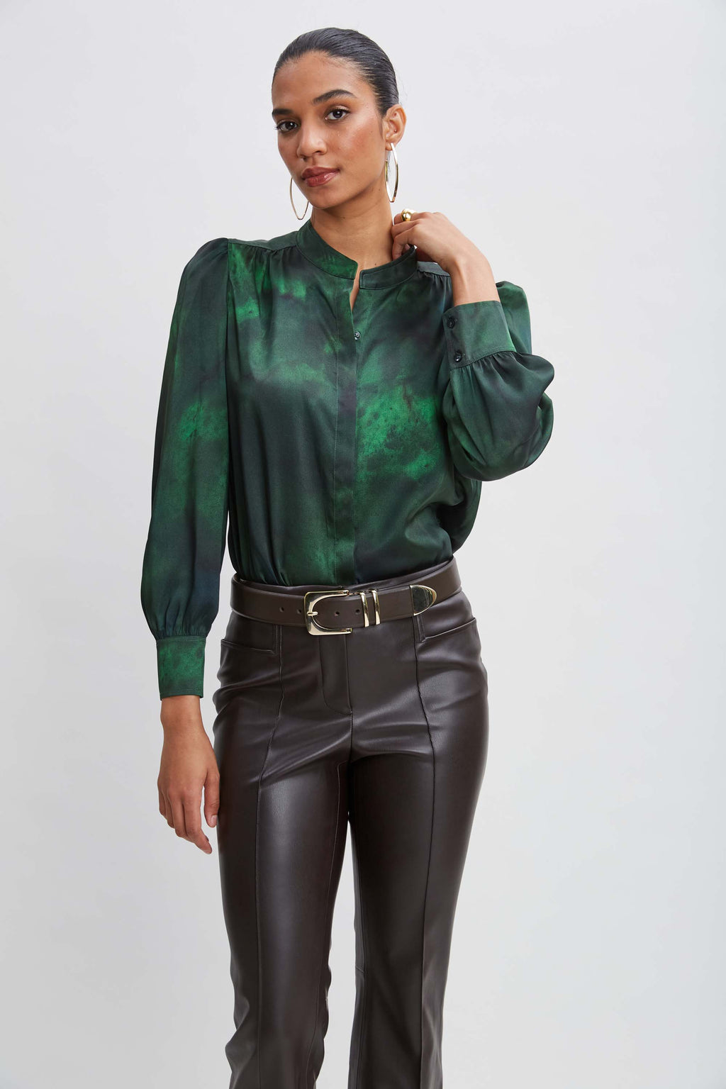 Women Marble Button Down Shirt  | Elie Tahari