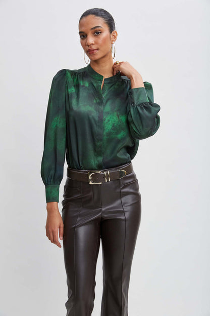 Women Marble Button Down Shirt  | Elie Tahari