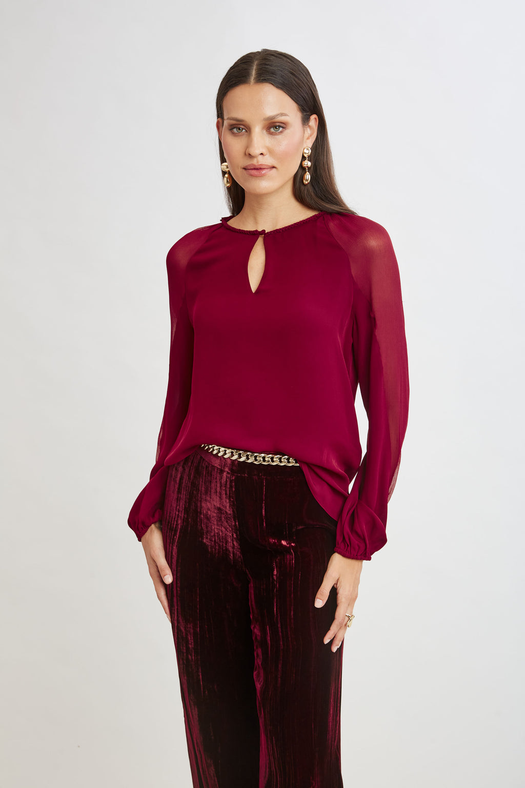 Women Chiffon Combo Georgette Shirt  | Elie Tahari