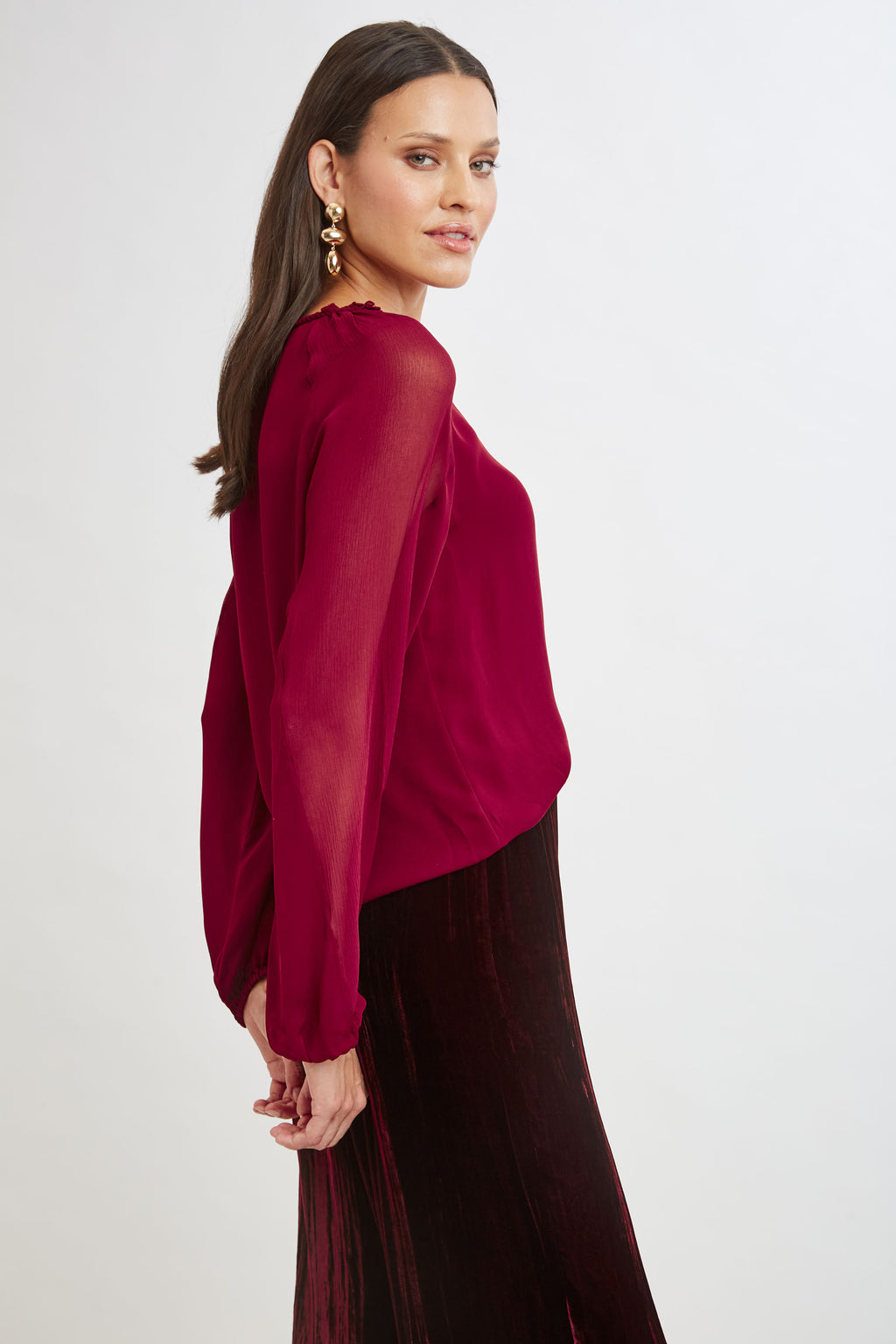 Women Chiffon Combo Georgette Shirt  | Elie Tahari
