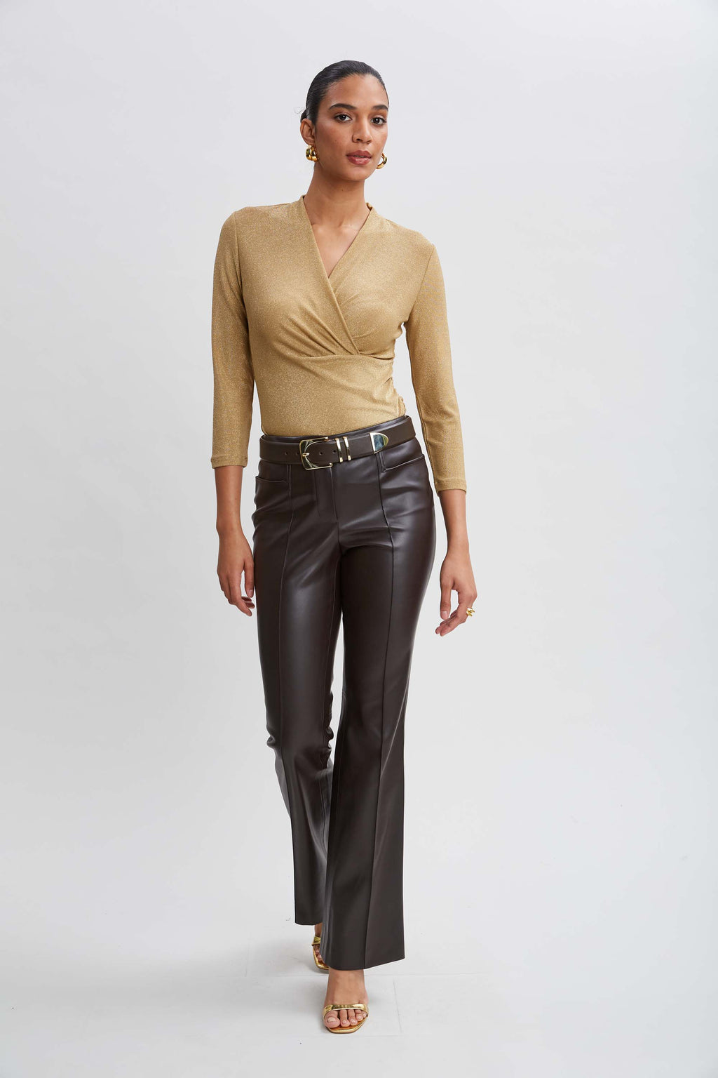 Women Metallic Ruched Knit  | Elie Tahari