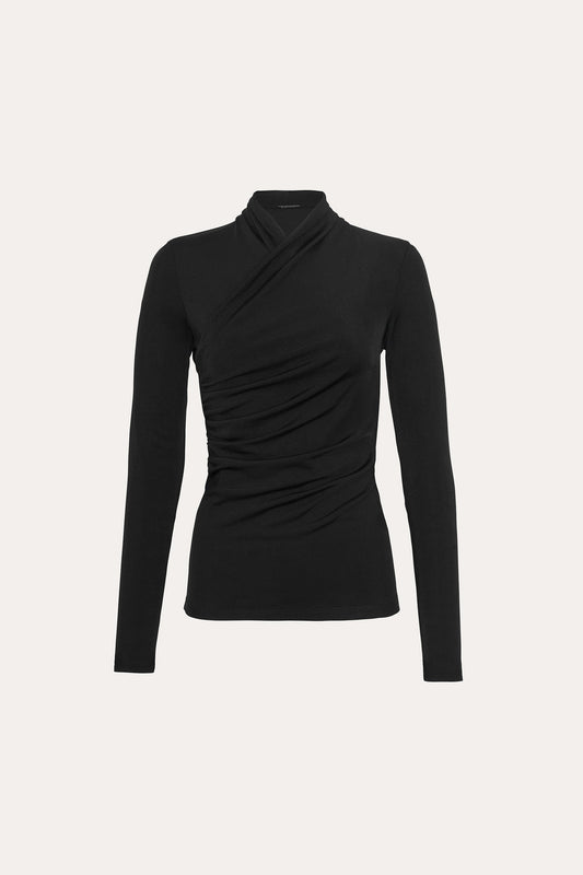 Women Ruched Draped Knit Black | Elie Tahari