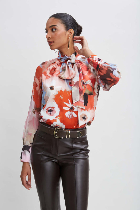 Women Silk Satin Wintergarden Chiffon Sleeve Shirt  | Elie Tahari