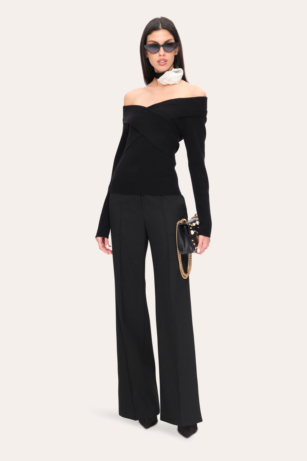Women Off-Shoulder Sweater Black | Elie Tahari