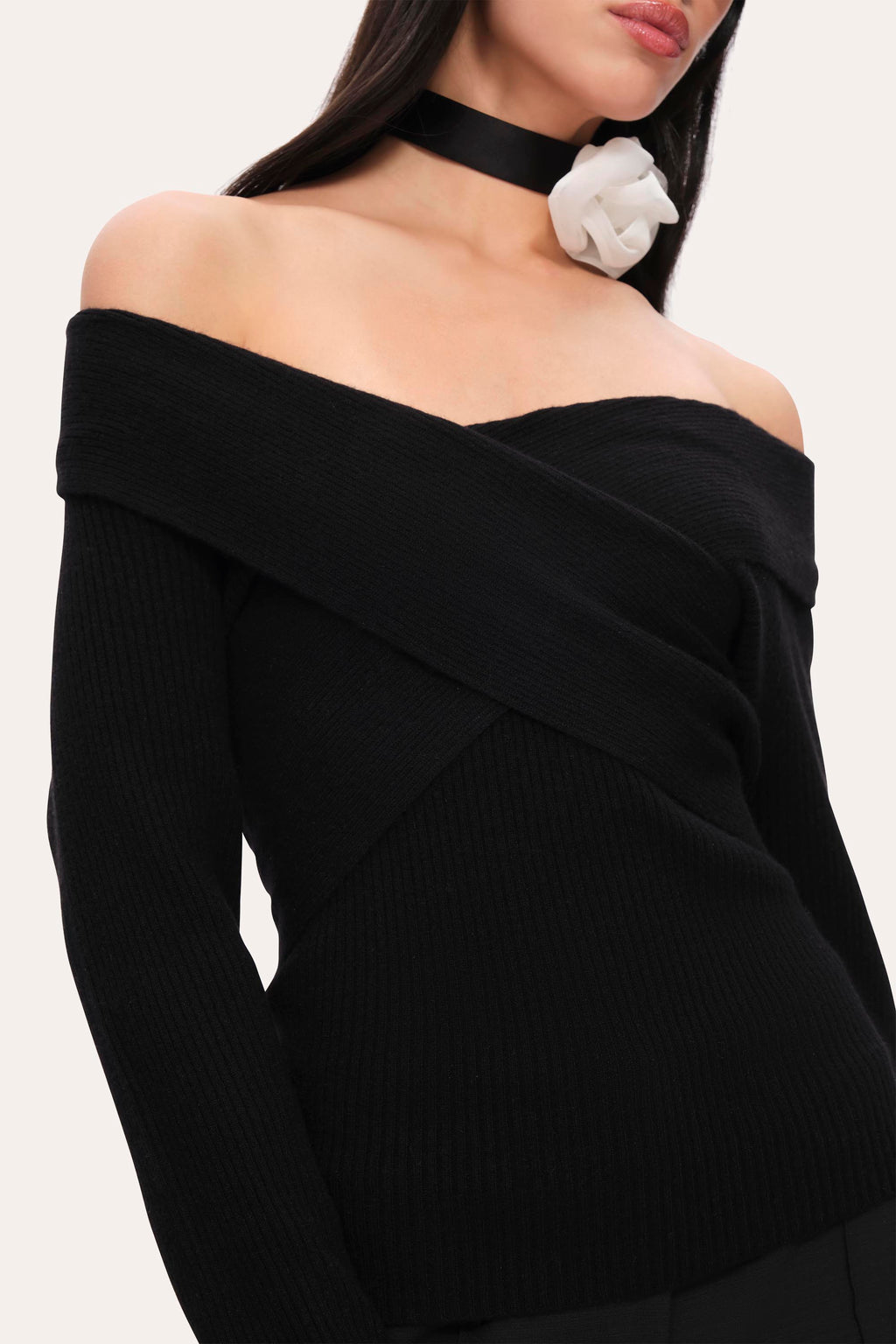 Women Off-Shoulder Sweater Black | Elie Tahari