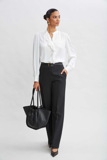 Women Silk Ruffle Button Down Shirt  | Elie Tahari