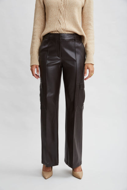 Women Vegan Leather Cargo Pant  | Elie Tahari