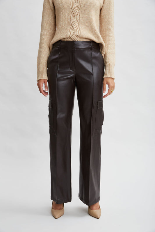 Women Vegan Leather Cargo Pant  | Elie Tahari