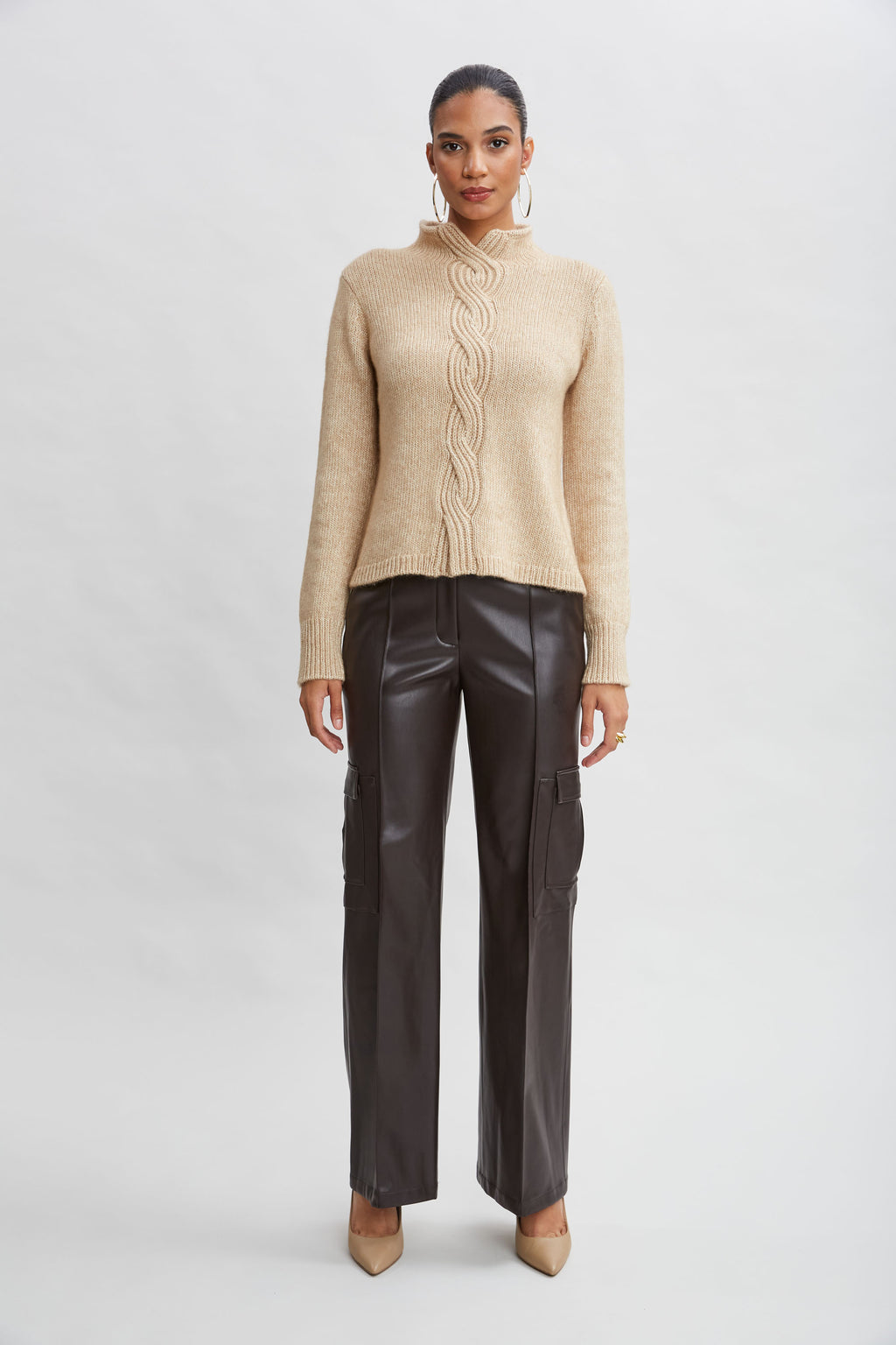 Women Vegan Leather Cargo Pant  | Elie Tahari