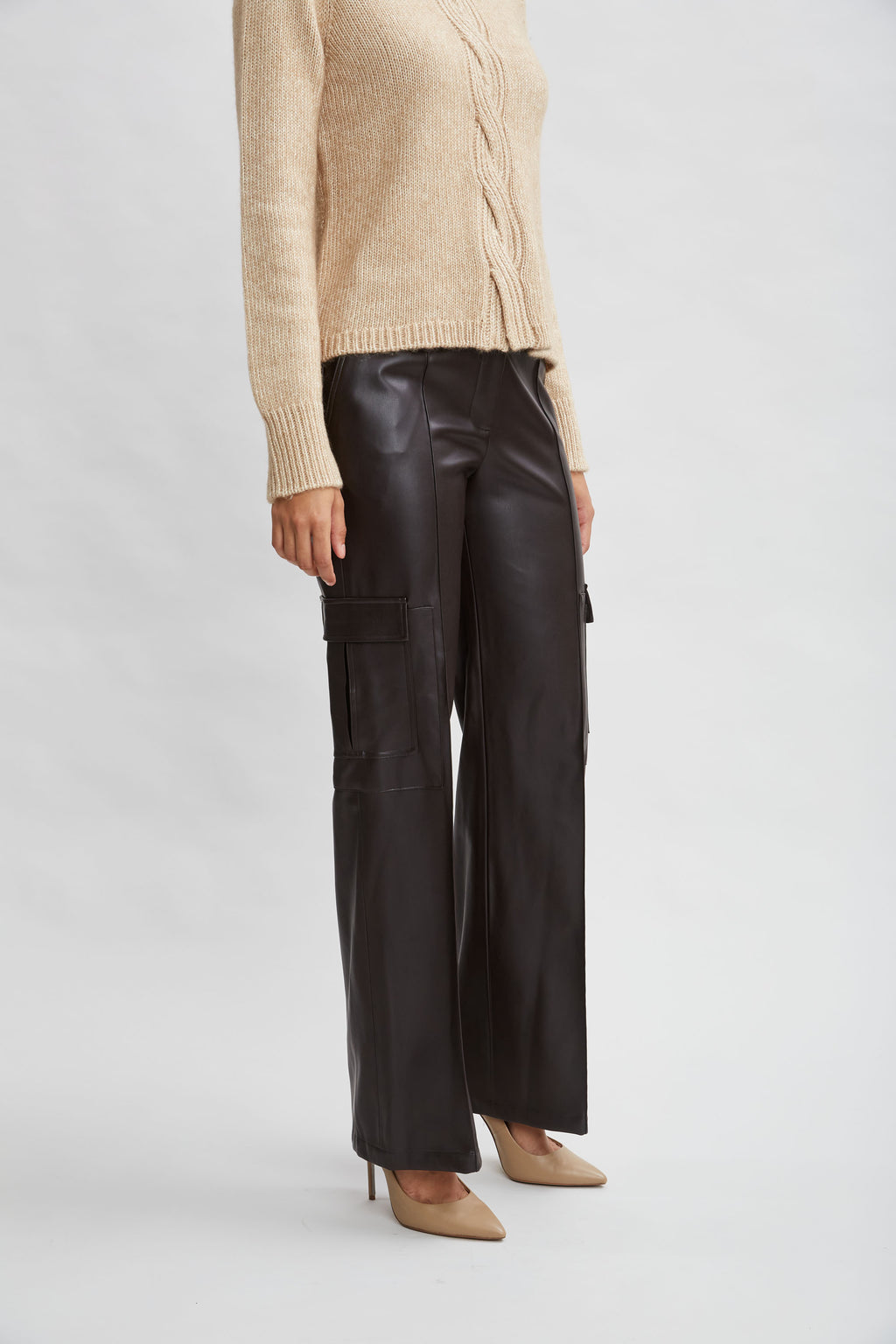 Women Vegan Leather Cargo Pant  | Elie Tahari