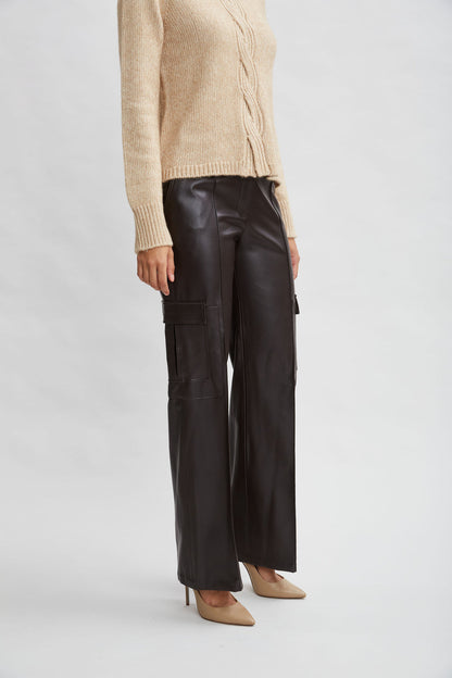 Women Vegan Leather Cargo Pant  | Elie Tahari