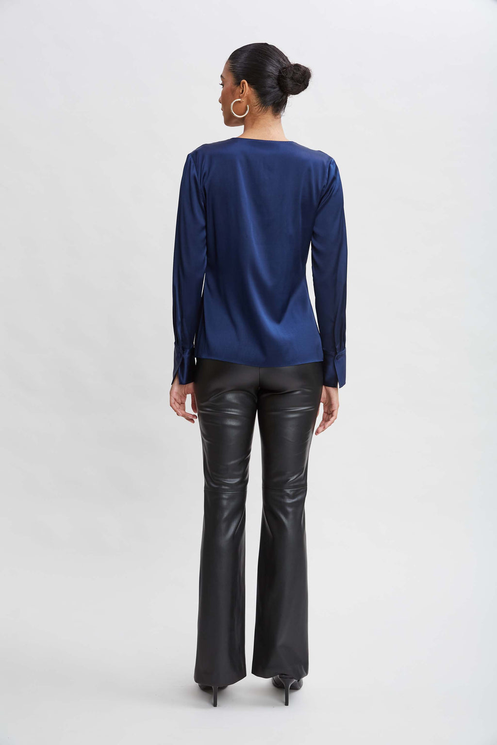 Women Silk Satin Contour Ruffle Shirt  | Elie Tahari