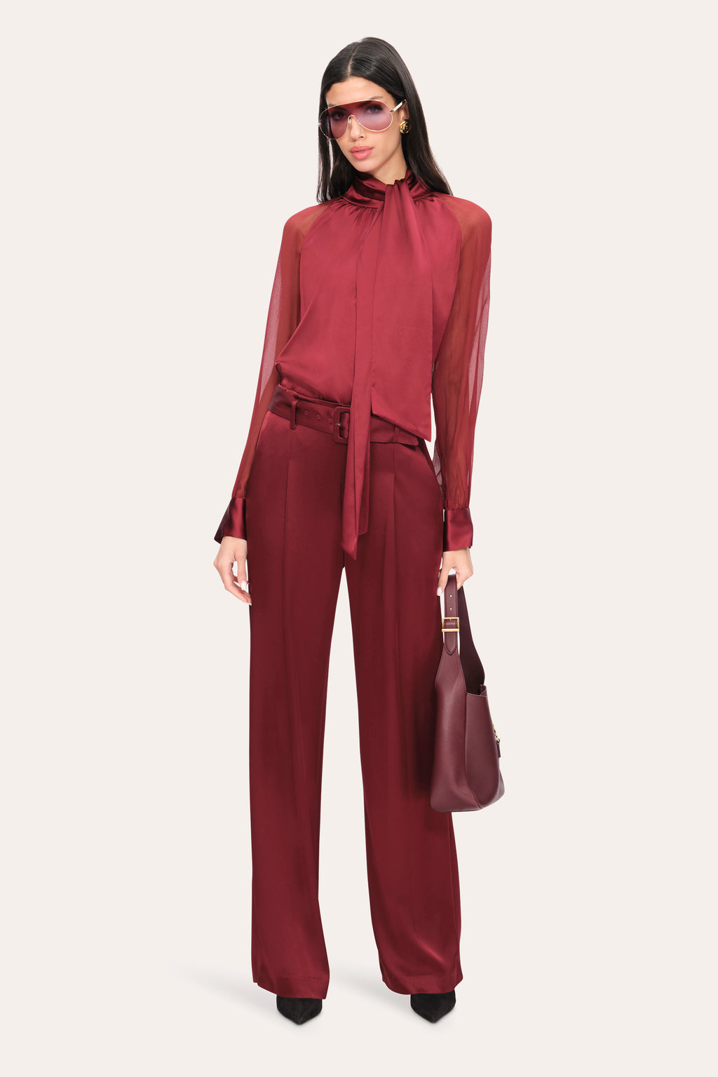 Women Silk Tie Top Sangria | Elie Tahari