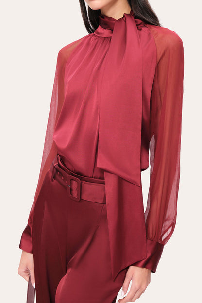 Women Silk Tie Top Sangria | Elie Tahari