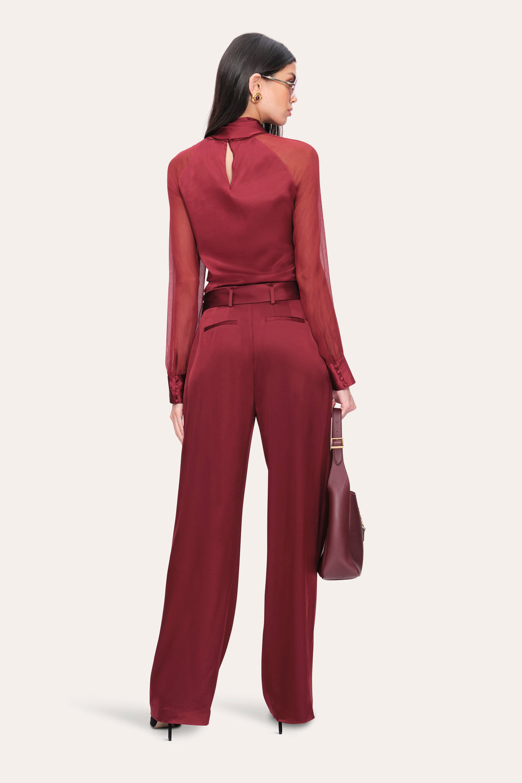 Women Silk Tie Top Sangria | Elie Tahari