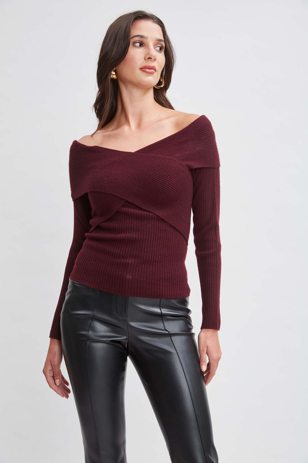 Women Cross Shoulder Cashmere Merino Sweater  | Elie Tahari