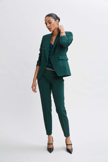 Women Pintuck Slim Pant Forest Green | Elie Tahari