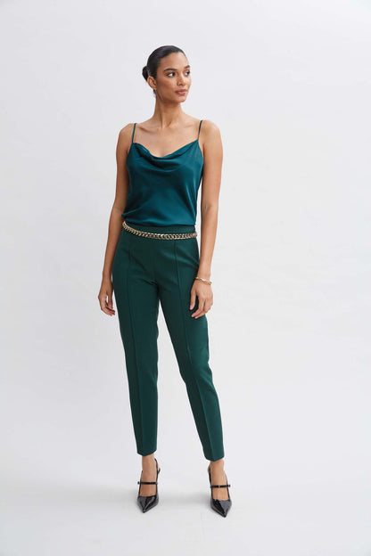 Women Pintuck Slim Pant Forest Green | Elie Tahari