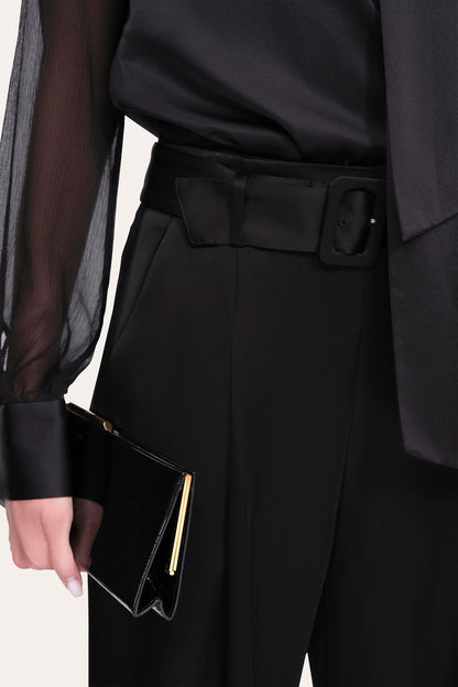 Women Satin Belted Pant Black | Elie Tahari