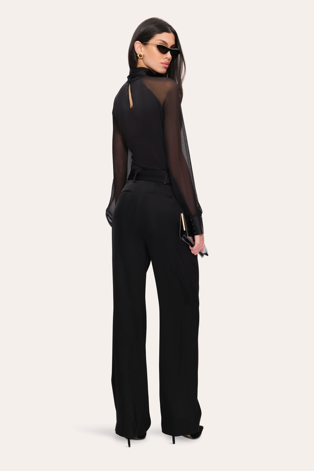 Women Satin Belted Pant Black | Elie Tahari