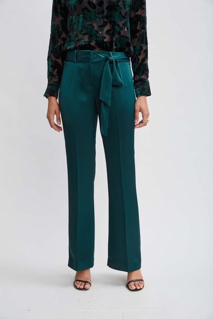 Women Satin Fit & Flare Sash Pant  | Elie Tahari