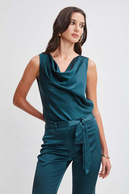 Women Satin Cowl Top Jadite | Elie Tahari