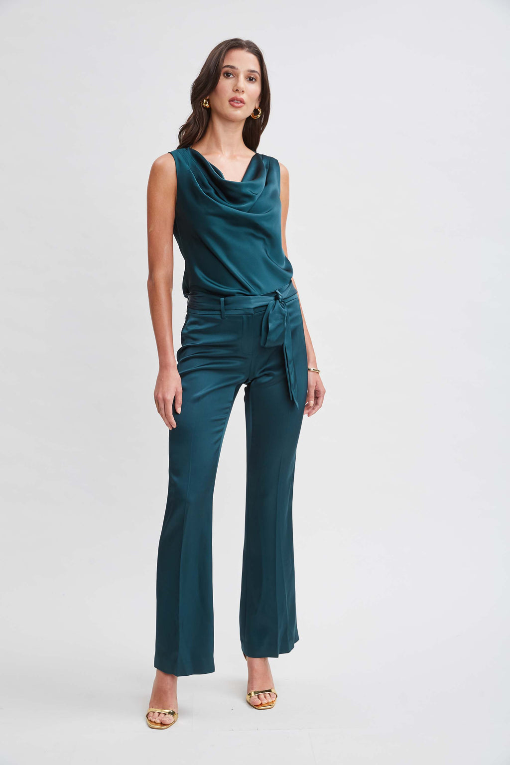 Women Satin Cowl Top Jadite | Elie Tahari