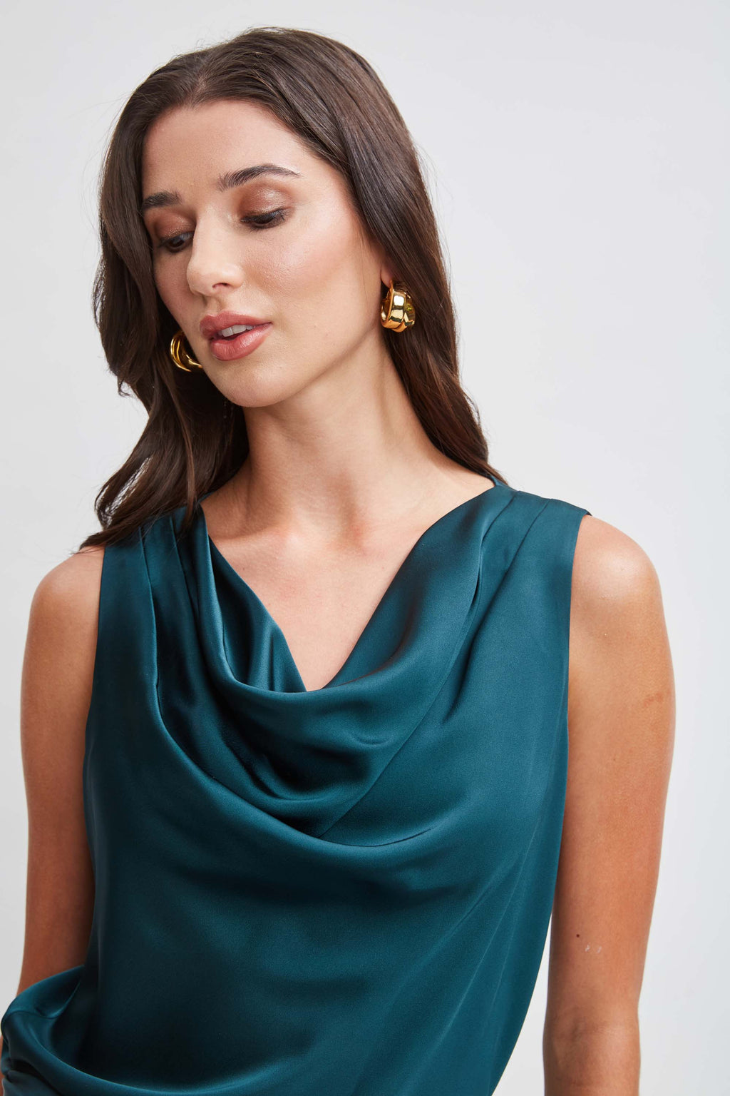 Women Satin Cowl Top Jadite | Elie Tahari