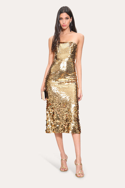 Women Graduated Sequin Dress Gold | Elie Tahari