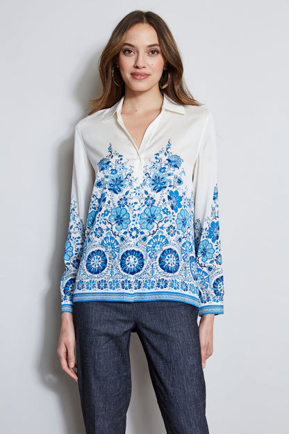 Women Silk Cascade Garden Shirt  | Elie Tahari
